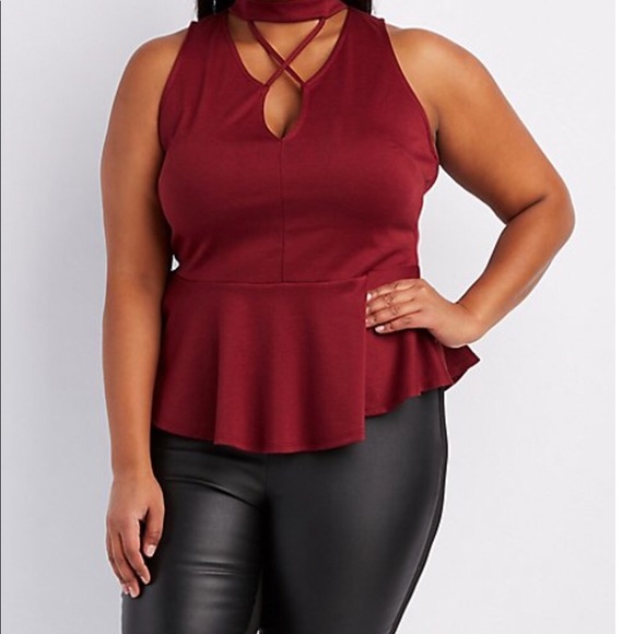 Charlotte Russe Tops - 🆕 Mock Neck Peplum Top